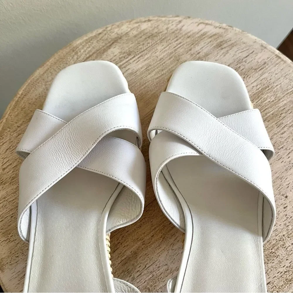Jeffrey Campbell Amma Platform Sandals in White and Tan Size 10, NWOB - Picture 12 of 14